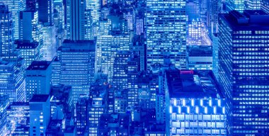 Günbatımında New York Manhattan manzarası