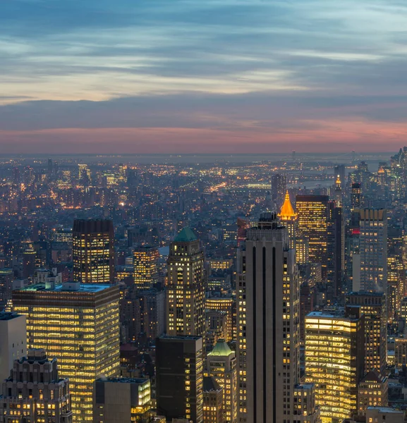 Blick auf New York Manhattan bei Sonnenuntergang — Stockfoto