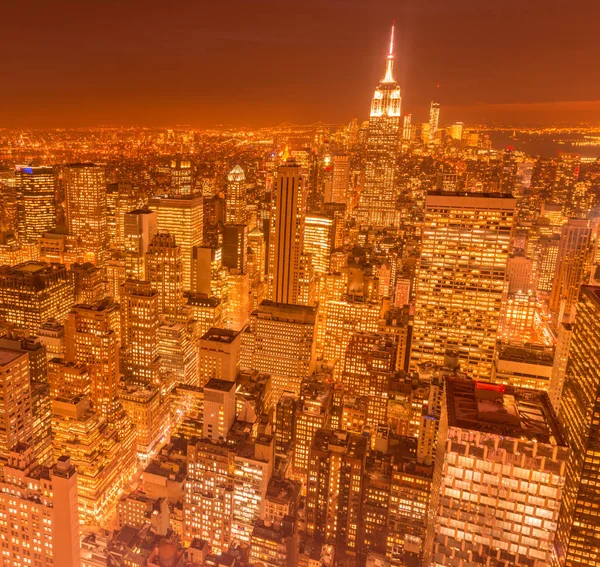 Θέα της Νέας Υόρκης Μανχάταν κατά τις ώρες ηλιοβασιλέματος — Φωτογραφία Αρχείου