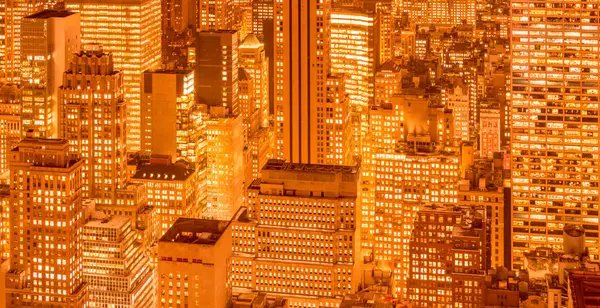 Uitzicht op New York Manhattan tijdens zonsondergang — Stockfoto