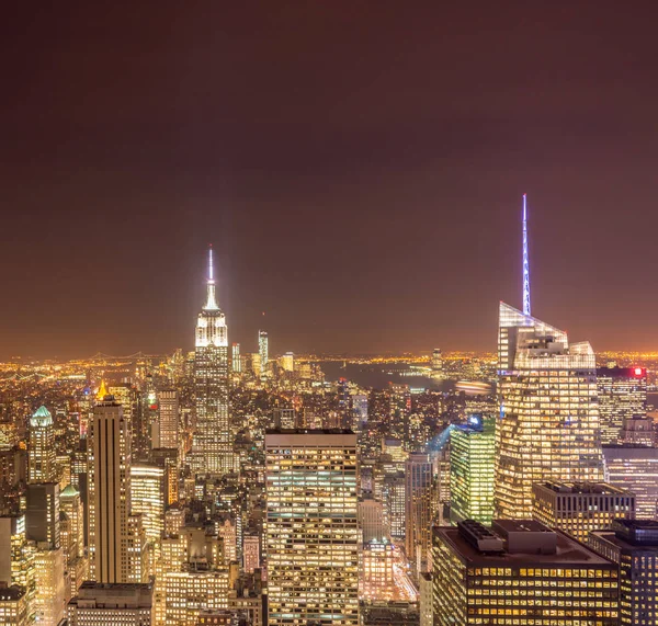 Pohled na New York Manhattan během západu slunce — Stock fotografie