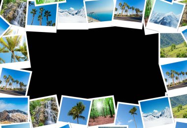 Çeşitli doğa fotoğrafları yapılmış çerçeve