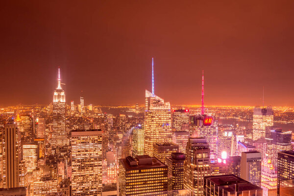 New York - DECEMBER 20, 2013: View of Lower Manhattan on December 20 in New York, USA. New York has one of the best night views