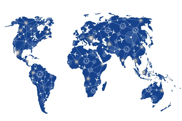 Mappa del mondo nel concetto di trasporto — Foto Stock