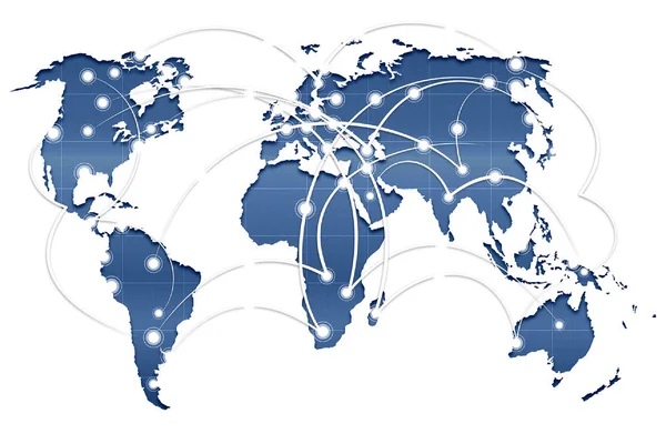 Koncept sociálních sítí s world map — Stock fotografie