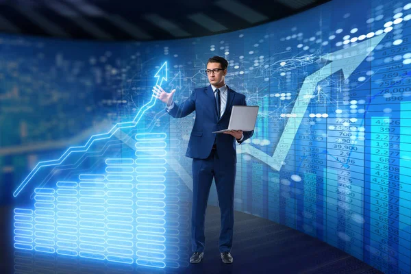 Businessman in stock exchange trading concept — Stock Photo, Image