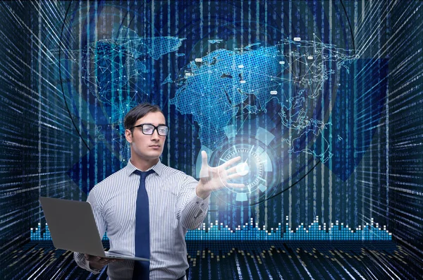 Zakenman in futuristisch computerconcept — Stockfoto