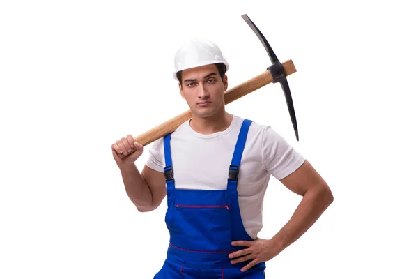 Man with axe isolated on the white — Stock Photo, Image