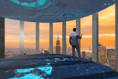 3d ön taraftaki işadamı oluşturulmuş pencereler