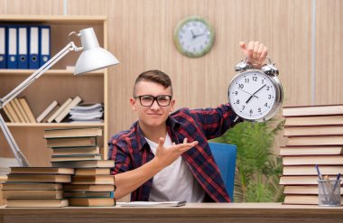 Okul sınavlarına hazırlanan genç bir öğrenci.