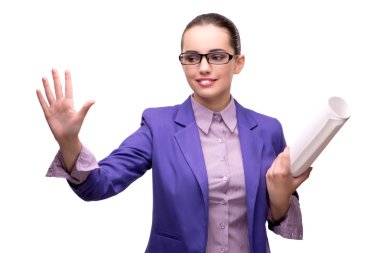 Wth çizim üzerinde beyaz izole genç mimar