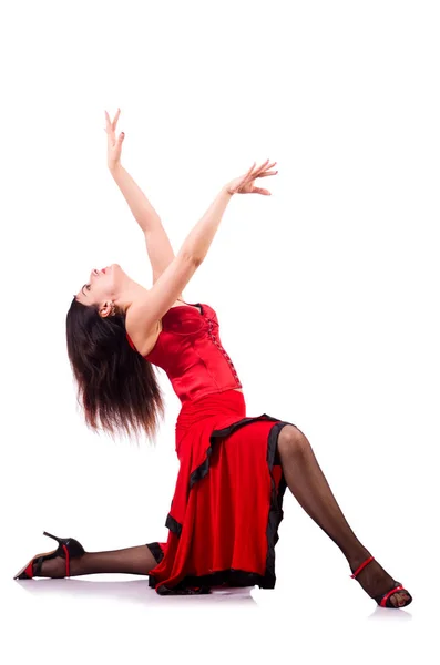 Geleneksel İspanyol dansı yapan bir kadın. — Stok fotoğraf