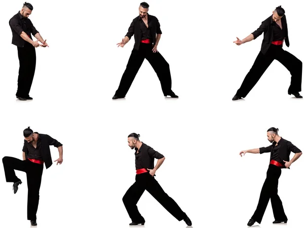 Spansk danser i ulike positurer på hvit – stockfoto