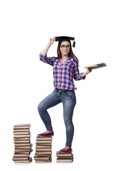 Junge Studentin bereitet sich auf Schulprüfungen vor — Stockfoto