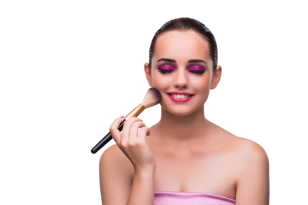 Žena se make-up izolované na bílém — Stock fotografie