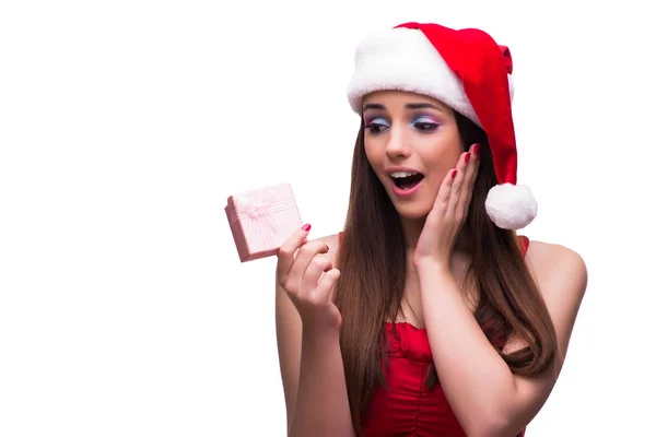 Nettes Mädchen im Weihnachtskonzept isoliert auf weiß — Stockfoto
