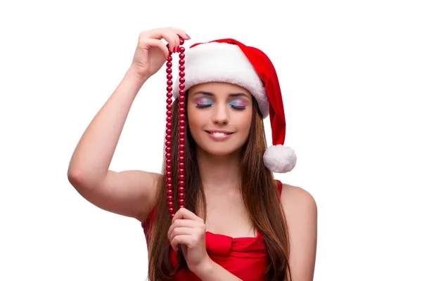 Roztomilé dívka v vánoční koncept izolované na bílém — Stock fotografie
