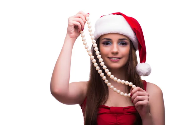 Linda chica en el concepto de Navidad aislado en blanco —  Fotos de Stock