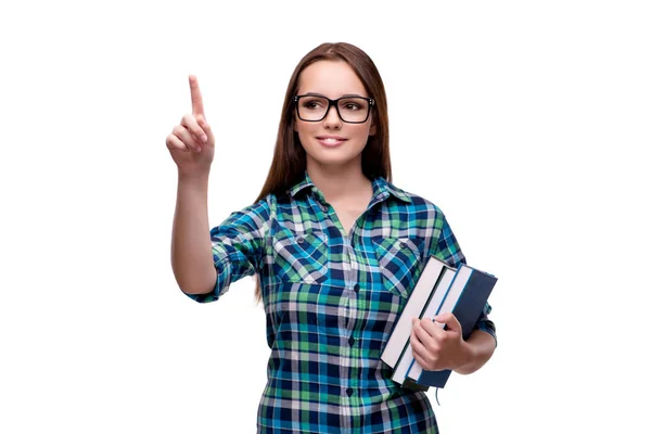 Junge Studentin isoliert auf weißem Hintergrund — Stockfoto