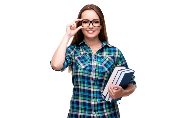 Jonge student geïsoleerd op de witte achtergrond — Stockfoto