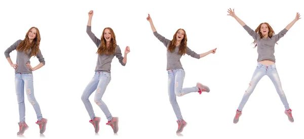 Jonge vrouw geïsoleerd op de witte achtergrond — Stockfoto