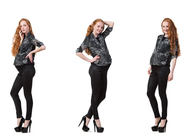 Gravid kvinne i sammensatt bilde isolert på hvitt – stockfoto