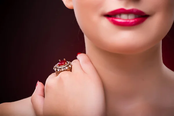 Woman with nice ring in beauty concept Royalty Free Stock Photos