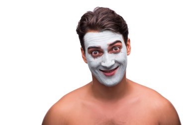 Adam beyaz izole çamur maskesi