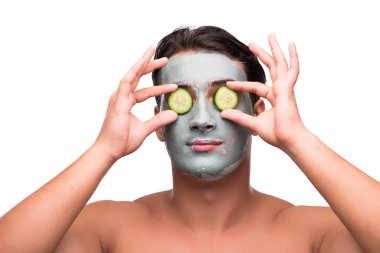 Adam beyaz izole çamur maskesi