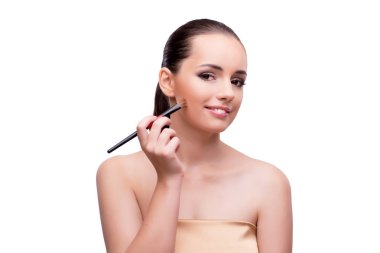 Kadın beyaz izole makyaj almak