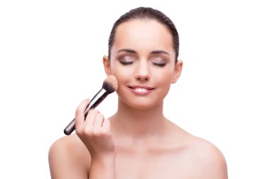 Kadın beyaz izole makyaj almak