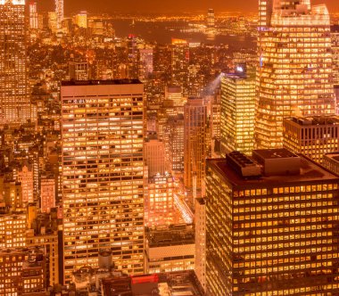 Günbatımında New York Manhattan manzarası