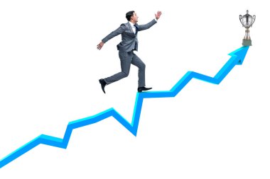 İş adamı ödül kupasına koşuyor