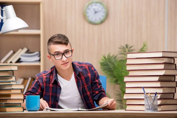 Jovem estudante se preparando para os exames escolares — Fotografia de Stock