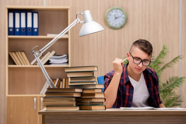 Jovem estudante se preparando para os exames escolares — Fotografia de Stock