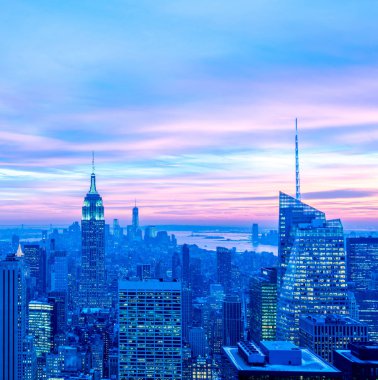 Günbatımında New York Manhattan manzarası