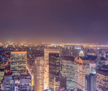 Günbatımında New York Manhattan manzarası