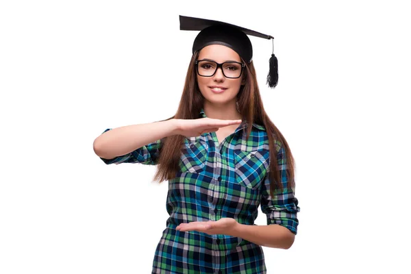 Ung student isolerad på den vita bakgrunden — Stockfoto