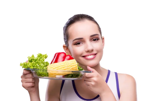 Mujer en concepto de alimentación saludable — Foto de Stock