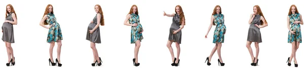 Mujer embarazada en imagen compuesta aislada en blanco —  Fotos de Stock