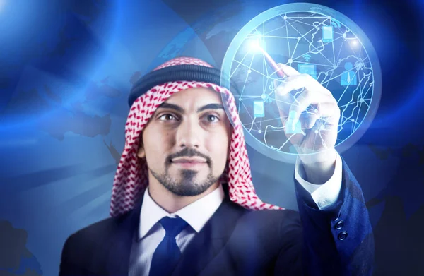 Arab man in social networks concept — Stock Photo, Image