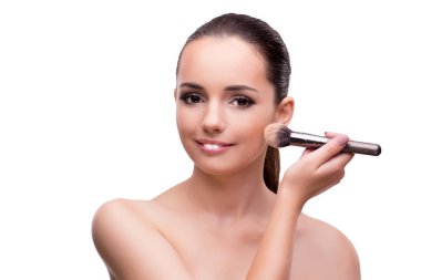 Kadın beyaz izole makyaj almak