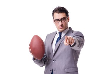 Businessman with american football isolated on white clipart