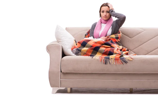 Sick woman lying on the sofa — Stock Photo, Image