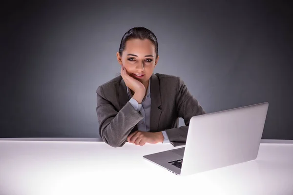 Businesswoman with laptop in business concept Royalty Free Stock Photos