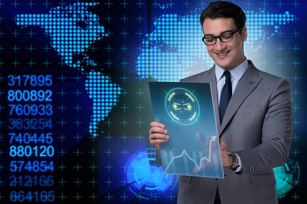 Young businessman in data mining concept — Stock Photo, Image