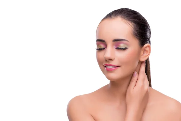 Mujer en concepto de spa de belleza aislado en blanco — Foto de Stock