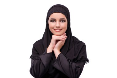Siyah üzerine beyaz izole içinde Müslüman kadın