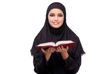 Siyah üzerine beyaz izole içinde Müslüman kadın