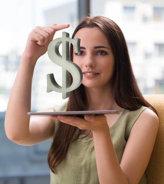 Businesswoman with dollars in business concept — Stock Photo, Image